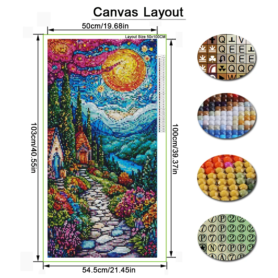 مجردة الملونة مشهد كبير الحجم Diy الماس اللوحة أطقم المشهد كامل مربع جولة الحفر فسيفساء التطريز صور