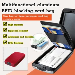 RFID Aluminum Money Clip Multifunctional Card Case Aluminum Bank Card Case Fashion Wallet Bank Card Wearable Business Card Case