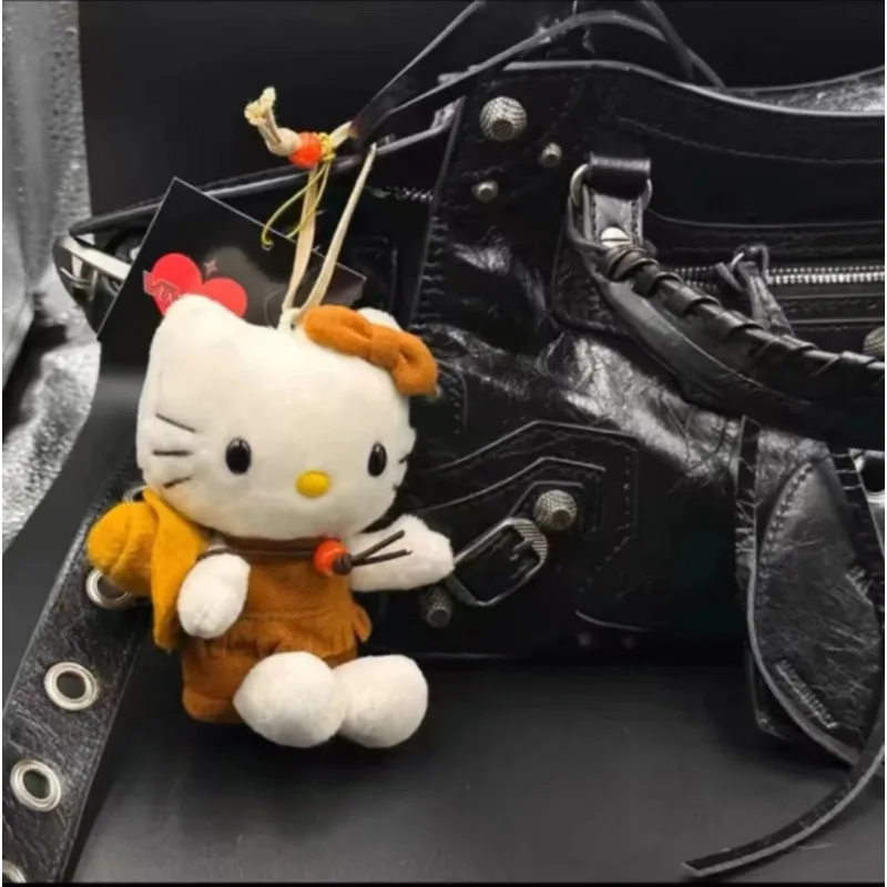 

New Sanrio Western Cowboy Cat Kawaii Hello Kitty Japanese Girl Plush Doll Pendant Decorative Cartoon Couple Pendant