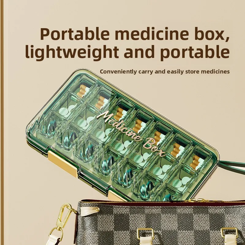 

Portable Food - Grade Medicine Organizer, Sealed Lid, 7 - Day Dispenser for Easy Medication Management Transparent Compartments