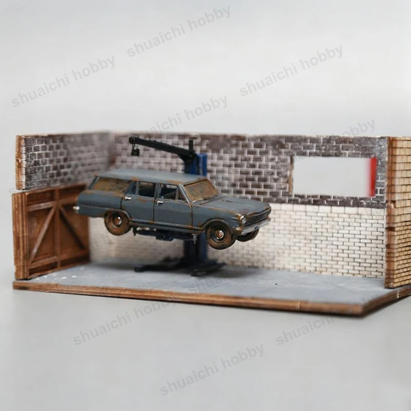 1PCS Für 1/64 Diorama Reparatur Werkzeuge Automotive Lift Modell Simulierte Blau/Rot Kran Heber Garage Wartung Szene DIY zubehör