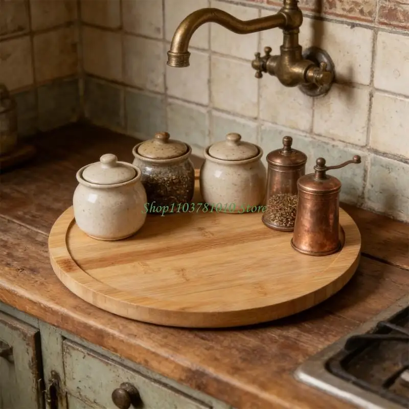 U55D Multiple Purpose Oaken Whirling Shelf for Cabinet Storage Highlighting Easy 360 Turn Heightened Border Denial Assembly
