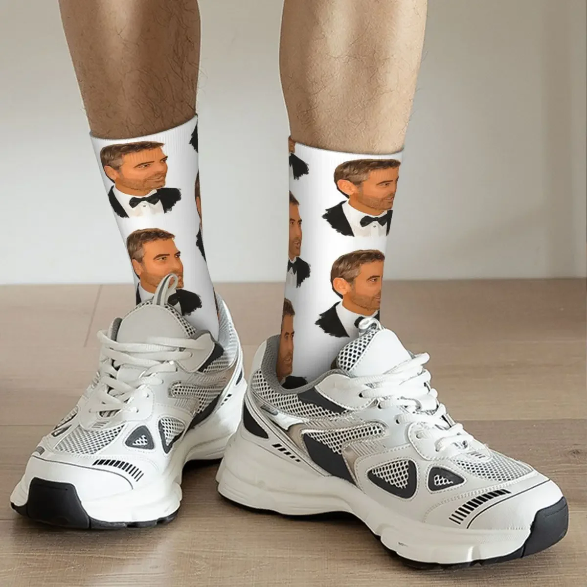 Calcetines con pintura Digital de George Clooney, medias Harajuku, calcetines largos para todas las estaciones, accesorios para regalos de Navidad para hombre y mujer