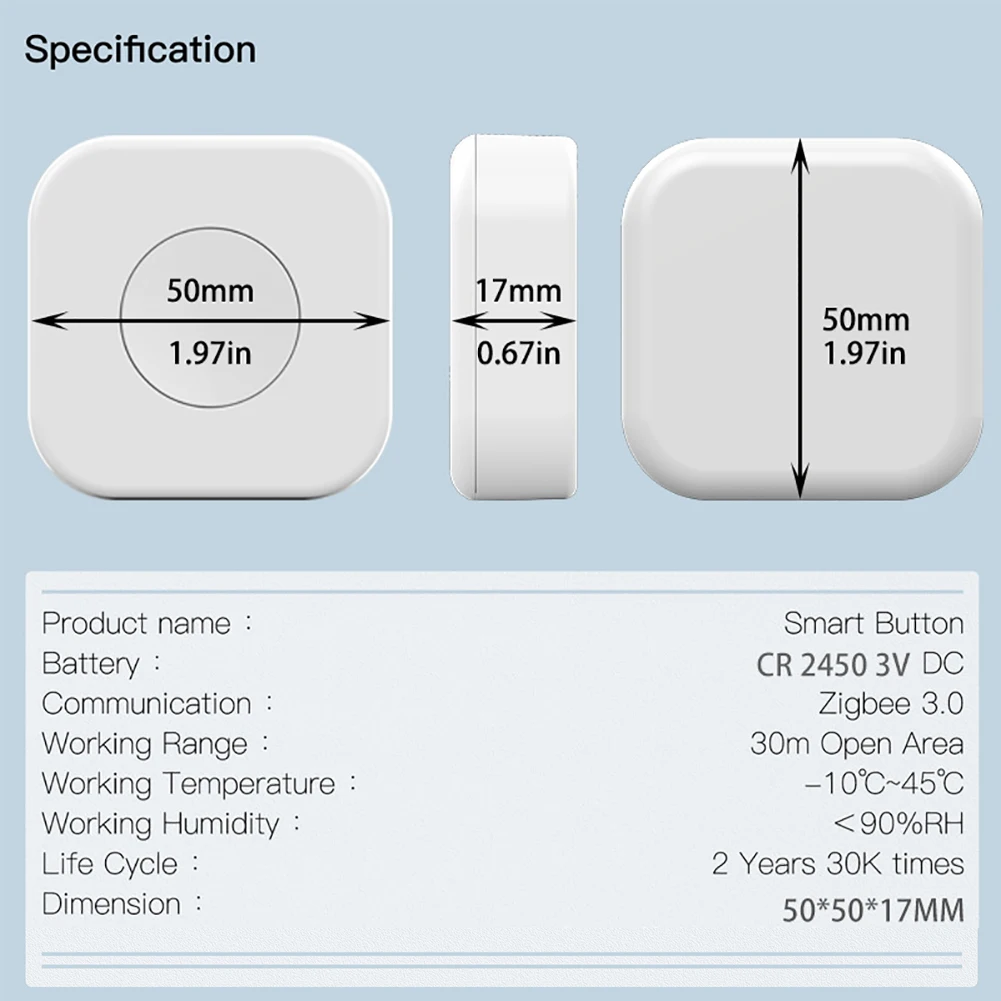 Tuya Smart Home ZigBee Scene Button Wireless Mini Smart Switch Automation Scene One Key Control Button Works with ZigBee Gateway