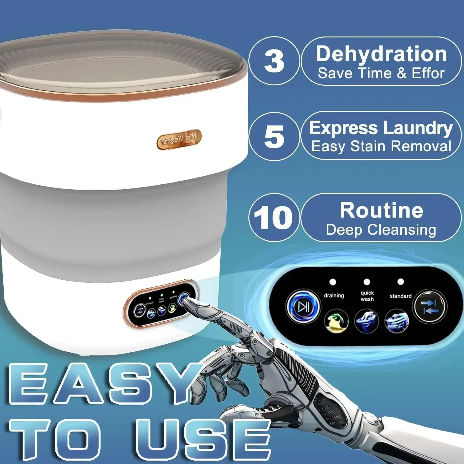 15L Foldable Washing Machine with Spin Dryer  Apartments Travel Portable Socks Underwear Panties Baby Clothe Washer Machine