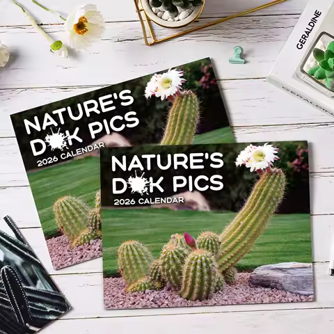 Gag Gifts -Funny 2026 Wall Calendar with Thick Paper &amp;12 Funny Cactus Illustrations Office Decor Gift 12 Months Humorous Planner