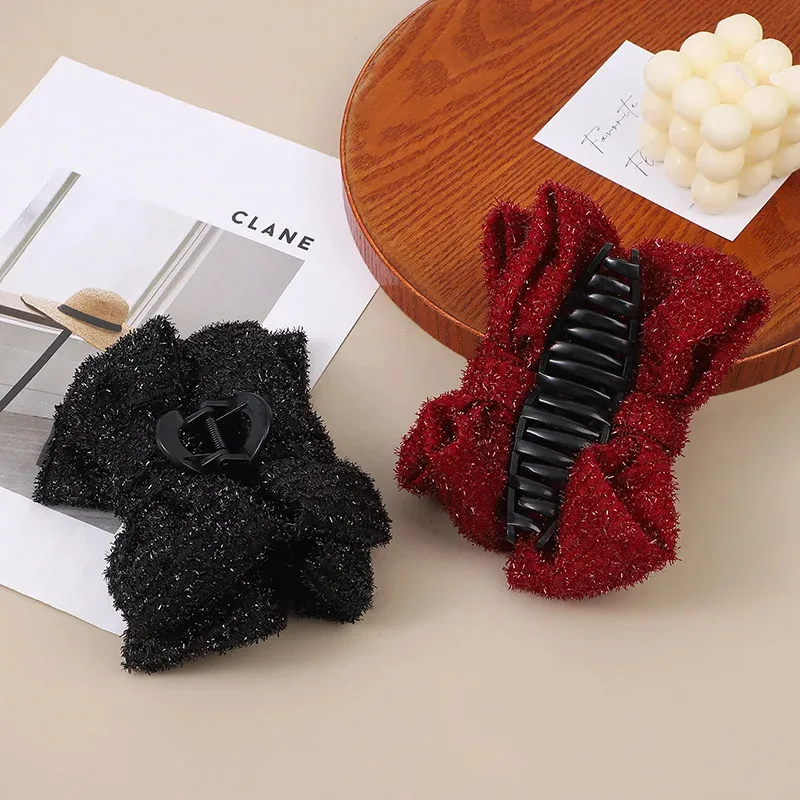 

Женские заколки для волос с блестящим бантом для девочек, большие нескользящие заколки для волос, заколки в виде акулы, женские заколки для волос