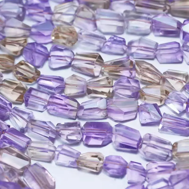 

Ametrine BAROQUE faceted 6-11mm purple wholesale for DIY jewelry necklace 20cm 7A LOOSE BEADS