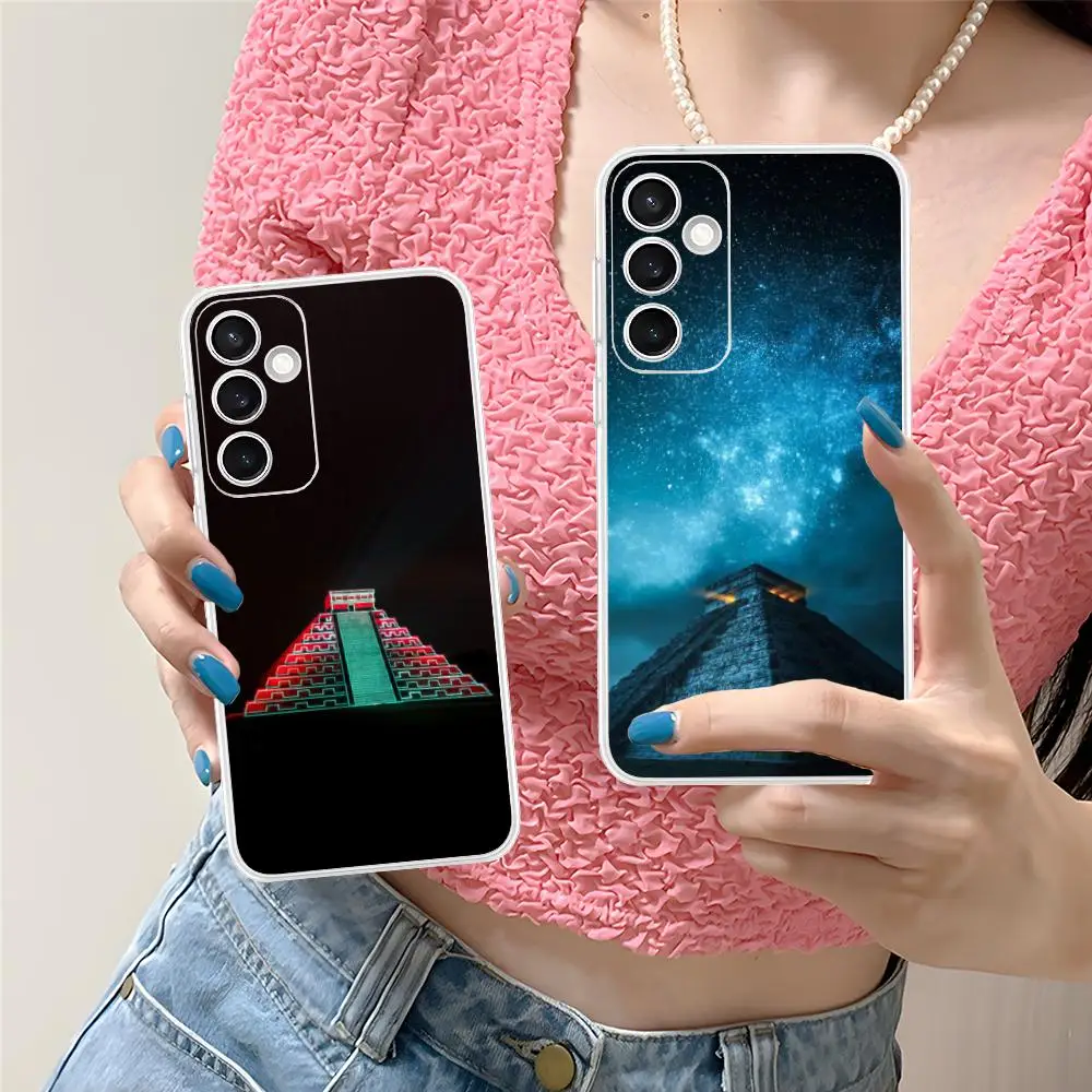 Maya Pyramid Phone Case for Samsung Galaxy S25 S24 S23 S22 S21Plus FE Ultra Soft TPU Clear Shockproof Cover