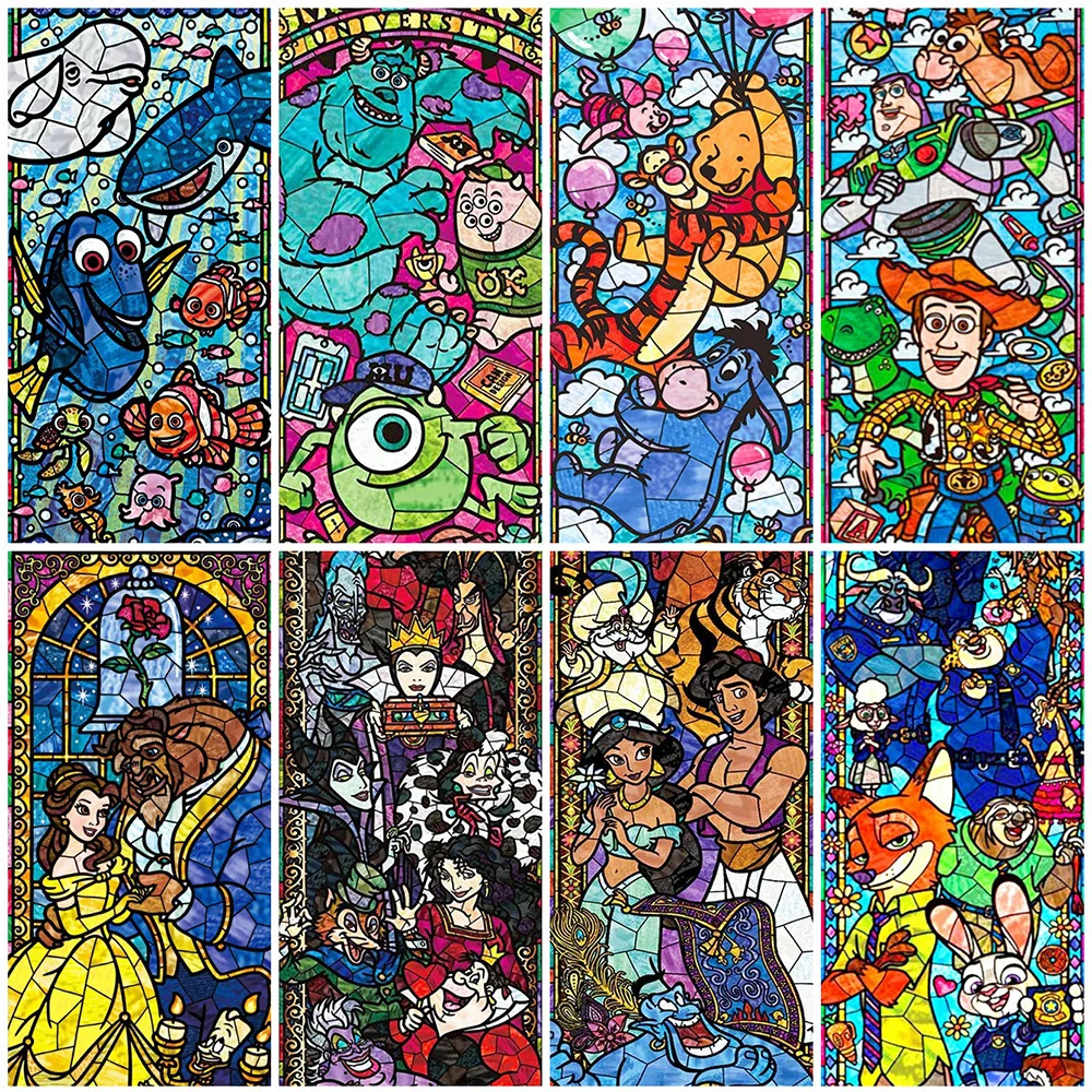 Disney Diamond Mosaic Fox Winnie The Pooh Painting Aladdin Full Square Round Puppet Embroidery Cartoon New Arrival Child Hobby