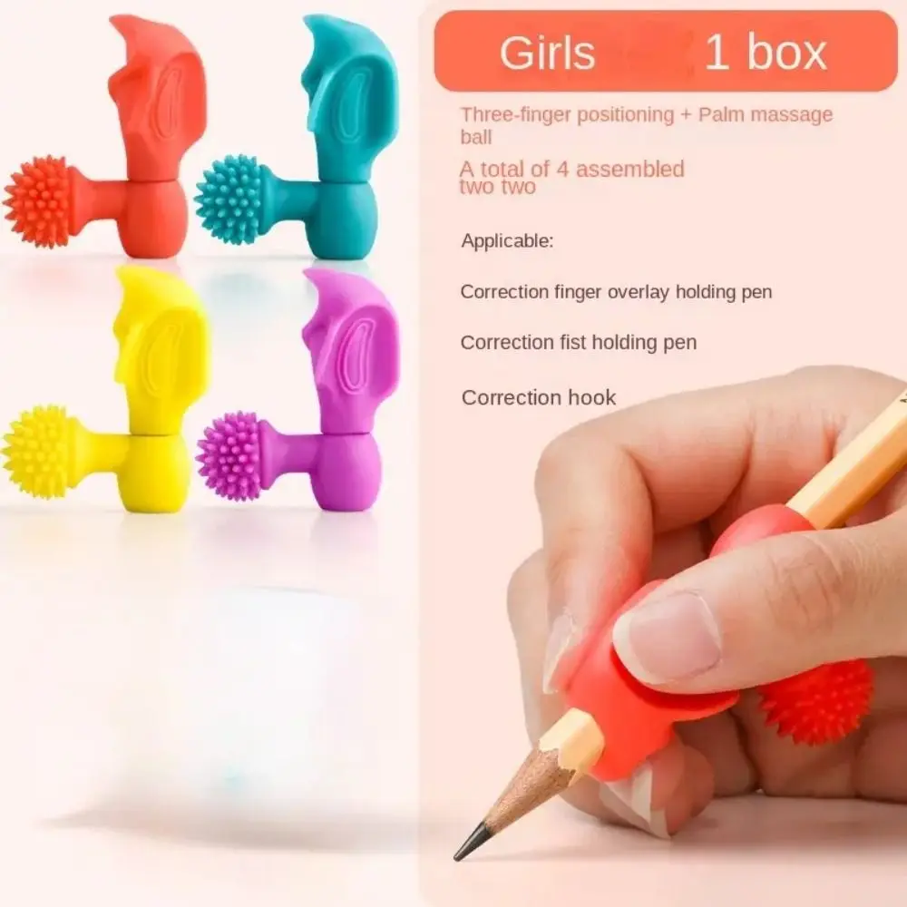 4 pcs Writing Posture Silicone Orthosis Writing AIDS Handwriting Learning Practice Pen Holder Colorful Soft Assisted Holding Pen