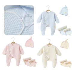 Baby Hat Towel Jumpsuits Set Newborn Pajamas Cotton Outfit Infant Shower Gift