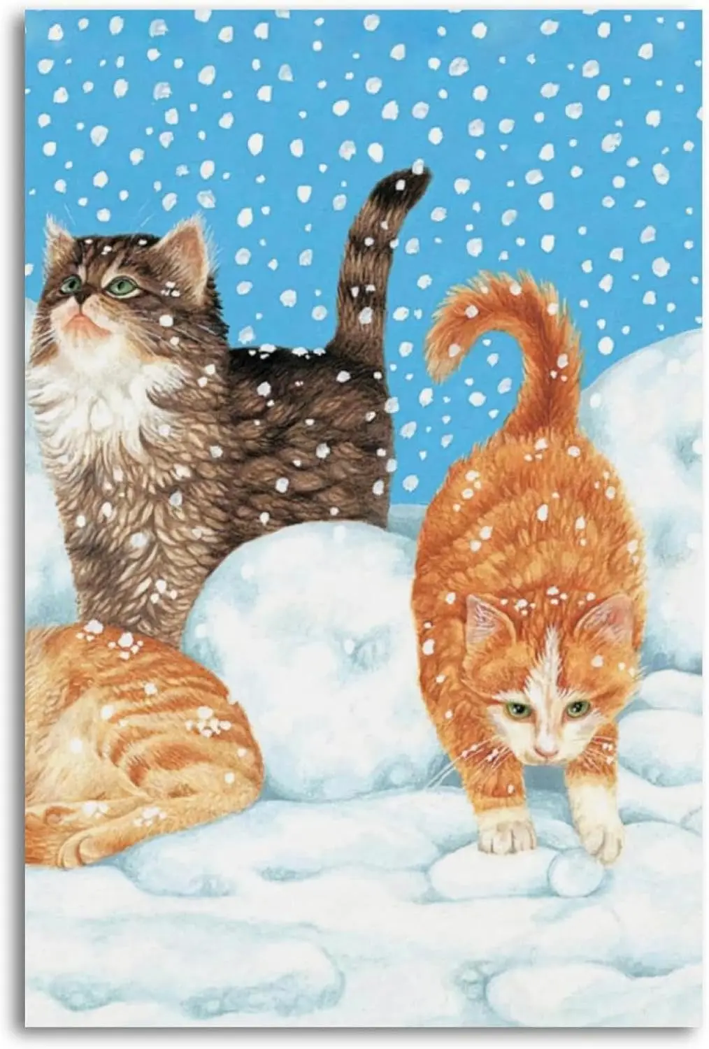 Metal Tin Signs Cat in the Snow Sign Vintage Wall Decor Tin Sign Plaque for Home Cafes Office Store Pubs Club ;