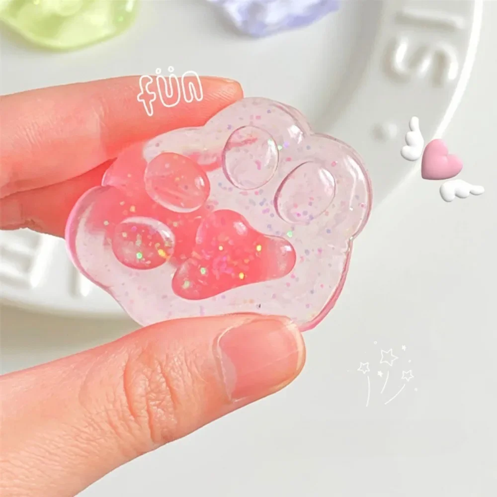 Kawaii Cat Paw Sticky Squeeze Toy Soft Realistic Jelly Glitter Cat\'s Claw Squishy Stress Relief Toys Kids Adults Unique Gifts