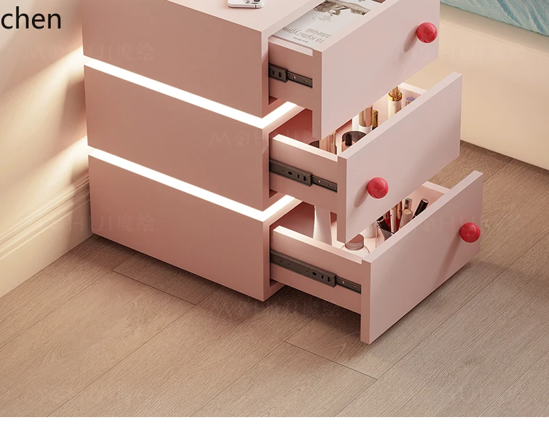 

LXC cherry blossom powder sofa side few living room home coffee table creative corner few solid wood bedside locker