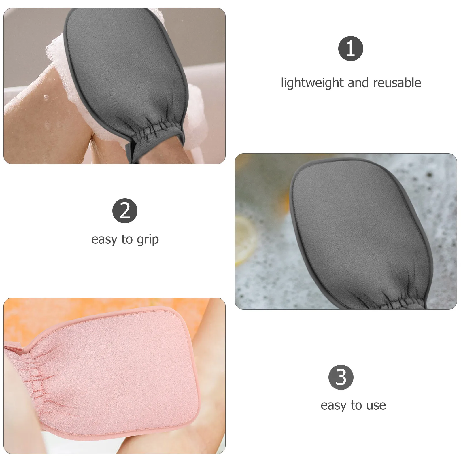 

2Pcs Bath Gloves Exfoliating Body Scrubber Shower Mitts Soft Durable Skin Care Towels Bath Glove Exfoliating Glove