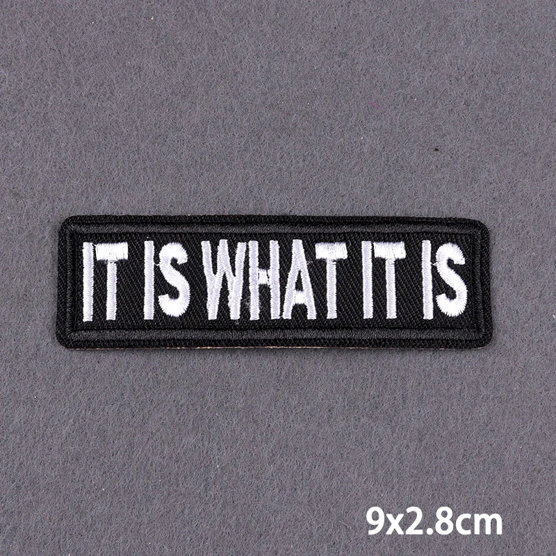 Schwarzer Aufnäher mit Slogan zum Aufbügeln für Kleidung, DIY-Stickerei-Applikation, Bügelbare Aufnäher, DIY-Bügelsticker, Abzeichen – Detail 33