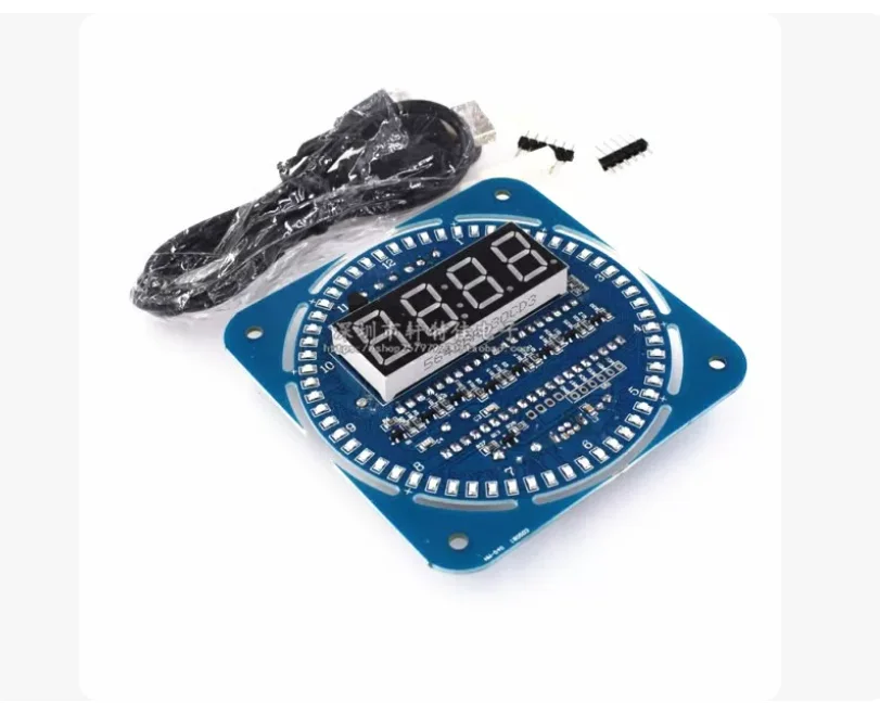 DS1302 Electronic Watch Alarm Clock Round Rotating LED Display Creative Electronic time Clock DIY
