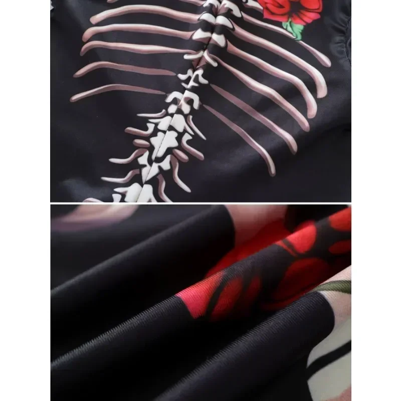 CosplayRobe de soirée à thème de mariée ghost pour filles, fantasia de halloween pour femmes, motivo esqueleto rosa impressão