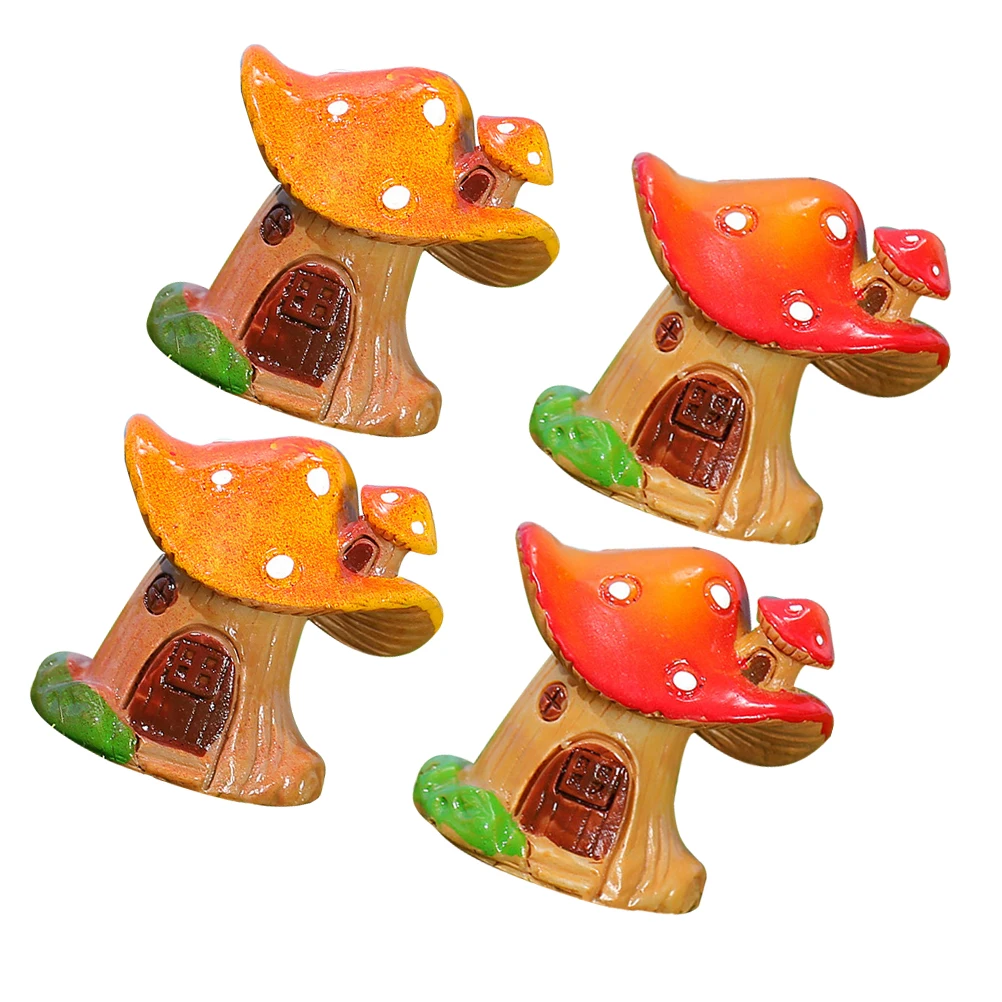 

4 шт. грибной домик, игрушки, фигурки для Diy, миниатюрные грибы, украшения, смола, сад