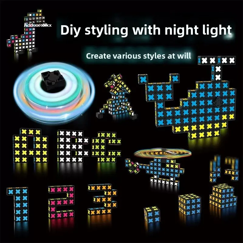 Blocs magnétiques lumineux Gyroscope du bout des doigts-jouets de Construction éducatifs pour enfants pour la Construction créative