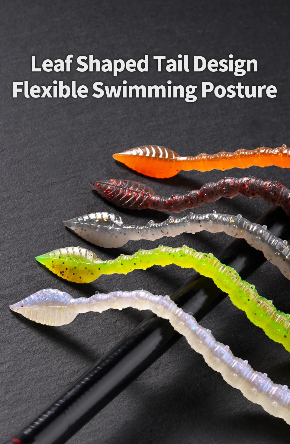 15 teile/paket Schwimmende Angeln Weiche Köder 110mm Pailletten Wurm Silikon Swimbaits Lockt Pesca Bass Karpfen Angeln Tackle Köder – Detail 6