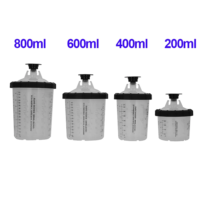 Imagem -02 - Copo de Pistola de Pintura Descartável com Forros e Tampa Pulverizador de Pintura Copo de Mistura para Pintura Automática 200 ml 400 ml 600ml 800ml