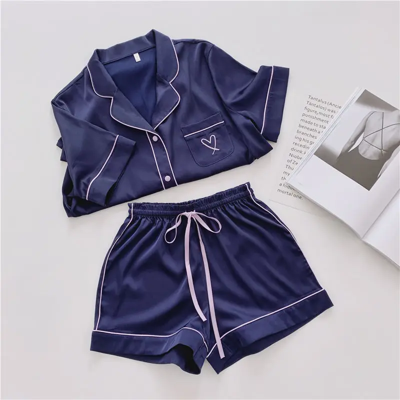 

New pajamas women's summer ice silk short sleeves cute senior plus size loungewear thin