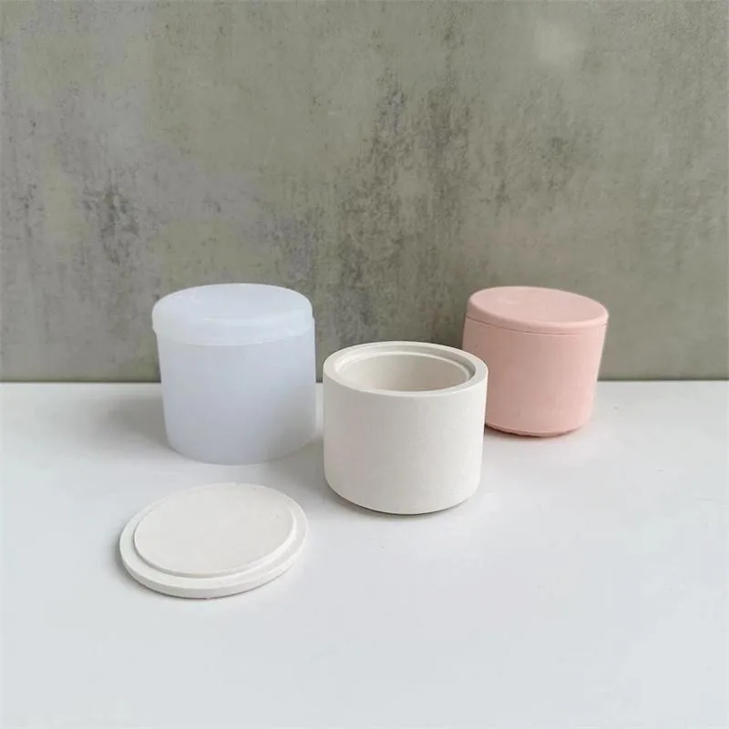 Circular Storage Tank Silicone Mold Aromatherapy Candle Jar Candle Cup Plaster Mold Candlestick Drip Mold Resin Flower Pot Mould