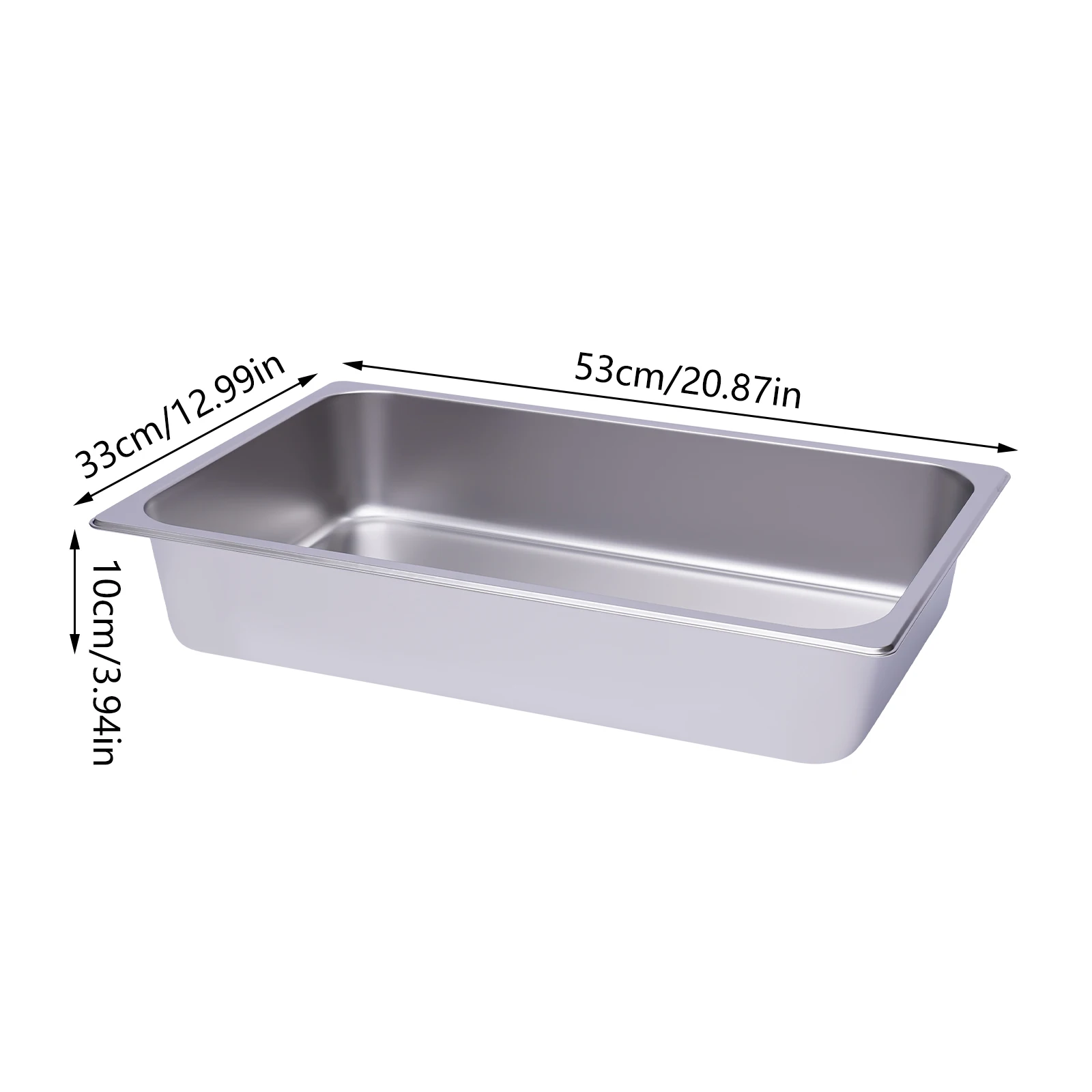 6 Pieces Silver 201 Stainless Steel 53×33×10cm Dinner Plate Commercial Insulated Dinner Plate Preparation Tray
