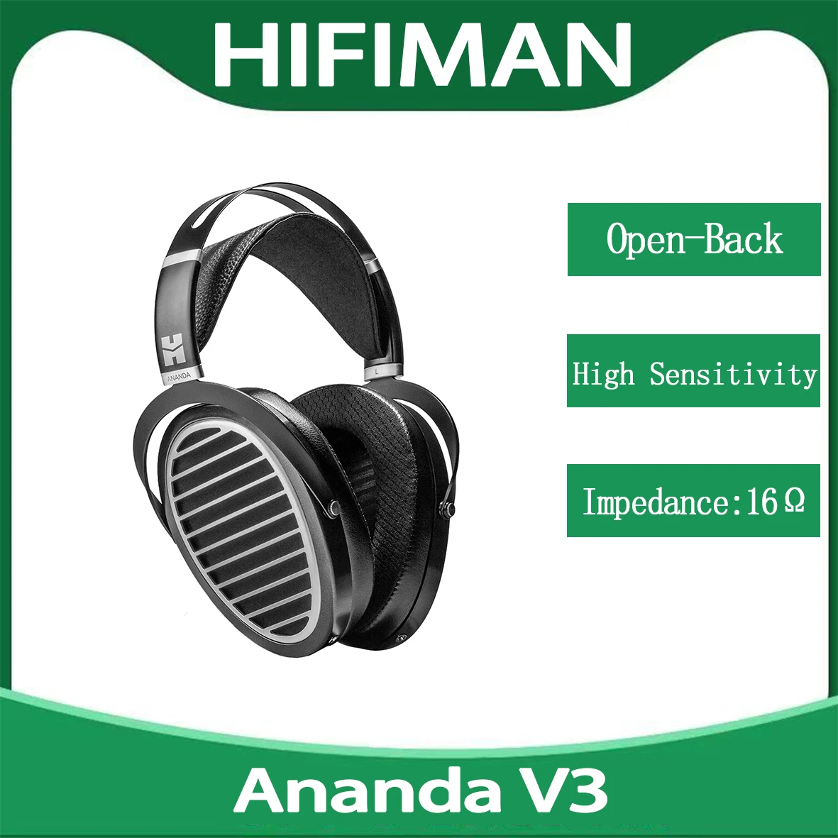 HIFIMAN Ananda V3 Stealth Magnets Desgin Full-Size Over-Ear Open-Back Planar Magnetic Supernano Diaphragm Hi-Fi Headphones