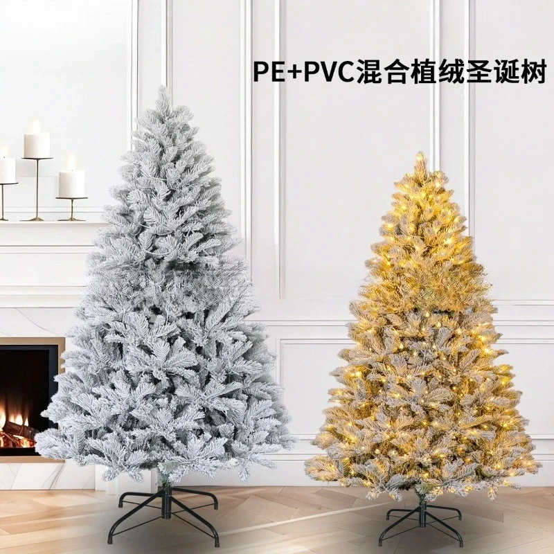 Flocking Christmas tree, household 1.8-meter encrypted Christmas large-scale ornament scene arrangement, new falling snow tree