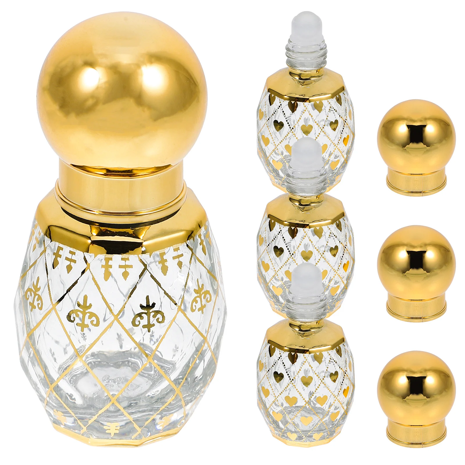 Bottiglie di profumo a rullo in vetro da 4 pezzi Bottiglie di olio riutilizzabili compatte da 8 ml Rulli di olio essenziale da viaggio Bottiglia di profumo in vetro a tenuta stagna