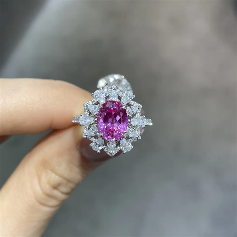 

ZFSILVER s925 Серебро Модное Роскошное Модное Культивированное Драгоценный Камень Розовое Овальное Кольцо Подвески Женщины Свадебная Вечеринка Ювелирные Изделия Подарок R3-0346