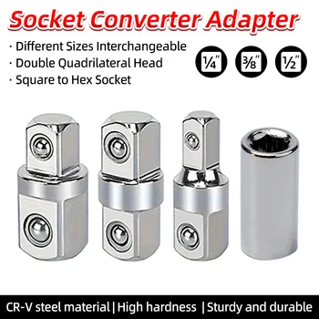 Double Square Head Socket Adapter Converter Reducer Set 1/4 3/8 1/2 Impact Drive Ratchet Wrench Socket Adaptor Repair Hand Tools