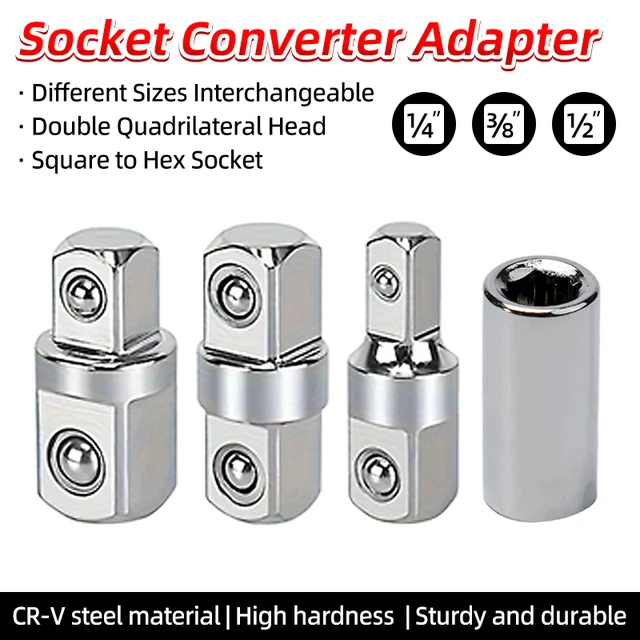 Double Square Head Socket Adapter Converter Reducer Set 1/4 3/8 1/2 Impact Drive Ratchet Wrench Socket Adaptor Repair Hand Tools Double Square Head Socket Adapter Converter Reducer Set 1/4 3/8 1/2 Impact Drive Ratchet Wrench Socket Adaptor Repair Hand Tools