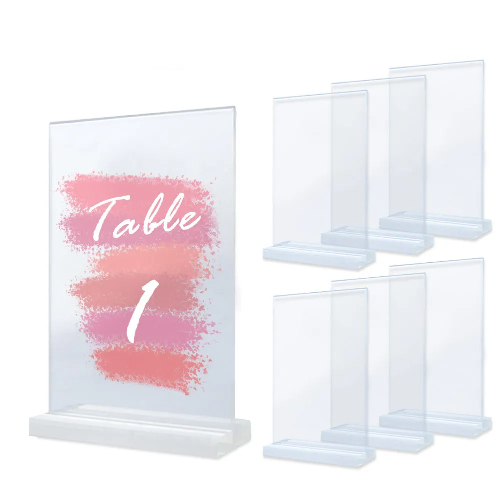 10pcs Acrylic Wedding Table Number Brackets With Blank Clear Logo Signage For Wedding Reception Table Decoration