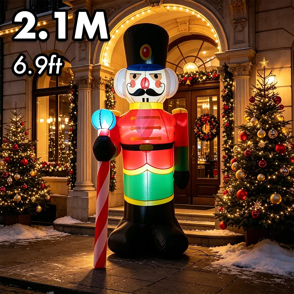 210cm Nutcracker Soldier Inflatables Blow Up Christmas Decoration 2026 Home Yard Garden Outdoor Party Xmas Decor