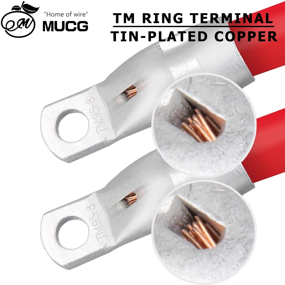 TM Small head Pure Copper Ring Terminal Narrow head Solid Copper Crimp Terminal Narrow edge Cable Wire Terminal Small edge lug