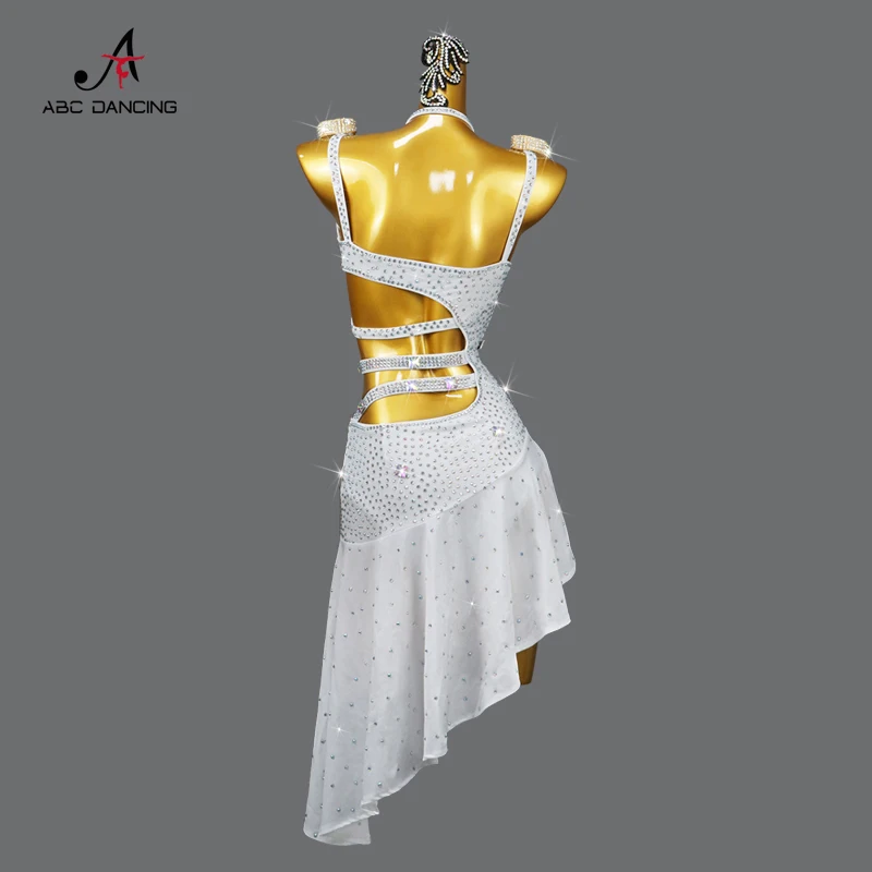 2024 New Ballroom Dress White Latin Dance Women Competition Costume Girl Clothes Line Skirt Female Samba Suit Midi Practice Wear