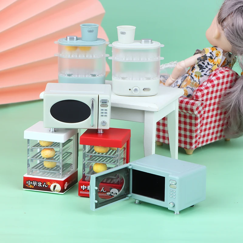 1:12 Dollhouse Miniature Micro-wave Oven Bread Cabinet Steam Box Household Electric Model Decor Toy Doll House Accessories