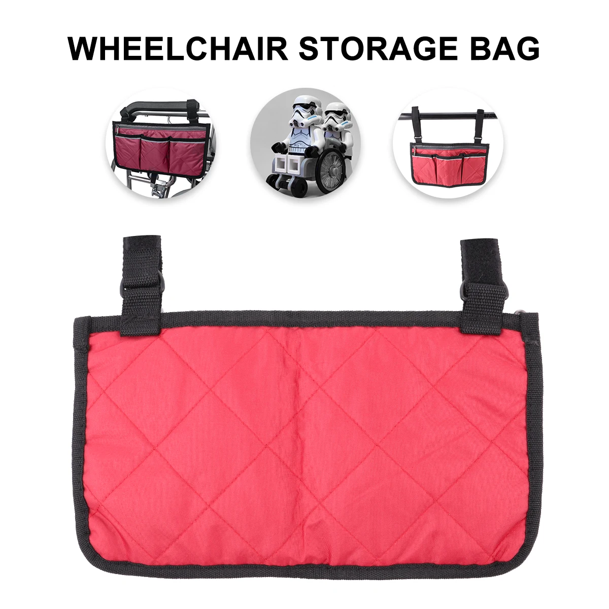 

Armrest Pocket Handrail Storage Bag Side Pouch Mobile Devices Wheelchair Multi-pockets