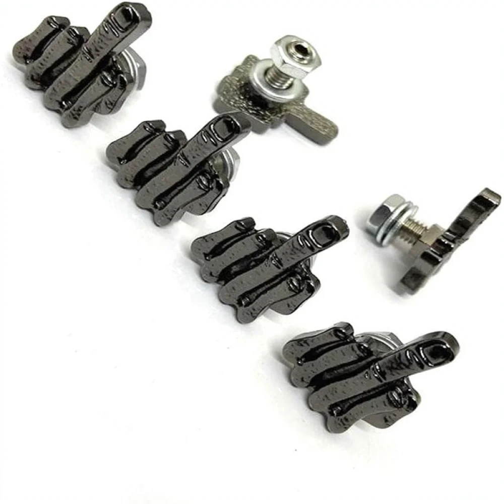 Personalized Car Exterior Decor Middle Finger License Plate Bolts Stainless Steel Funny Fasteners Auto Body Styling