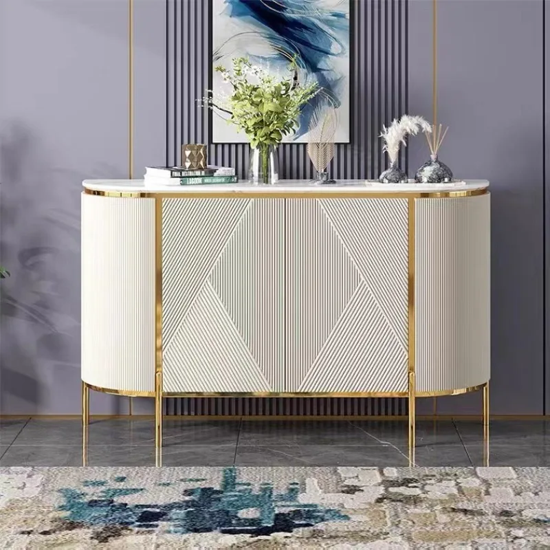 simple living room Marble decorative cabinet Solid wood partition locker Qin apartment storage cabinet
