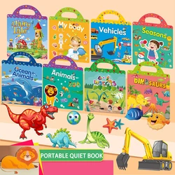 Kids Reusable Sticker Book Multiple Scenarios Cartoon DIY Puzzle Educational Cognition Learning Toys for Child Age 2-4 Gift