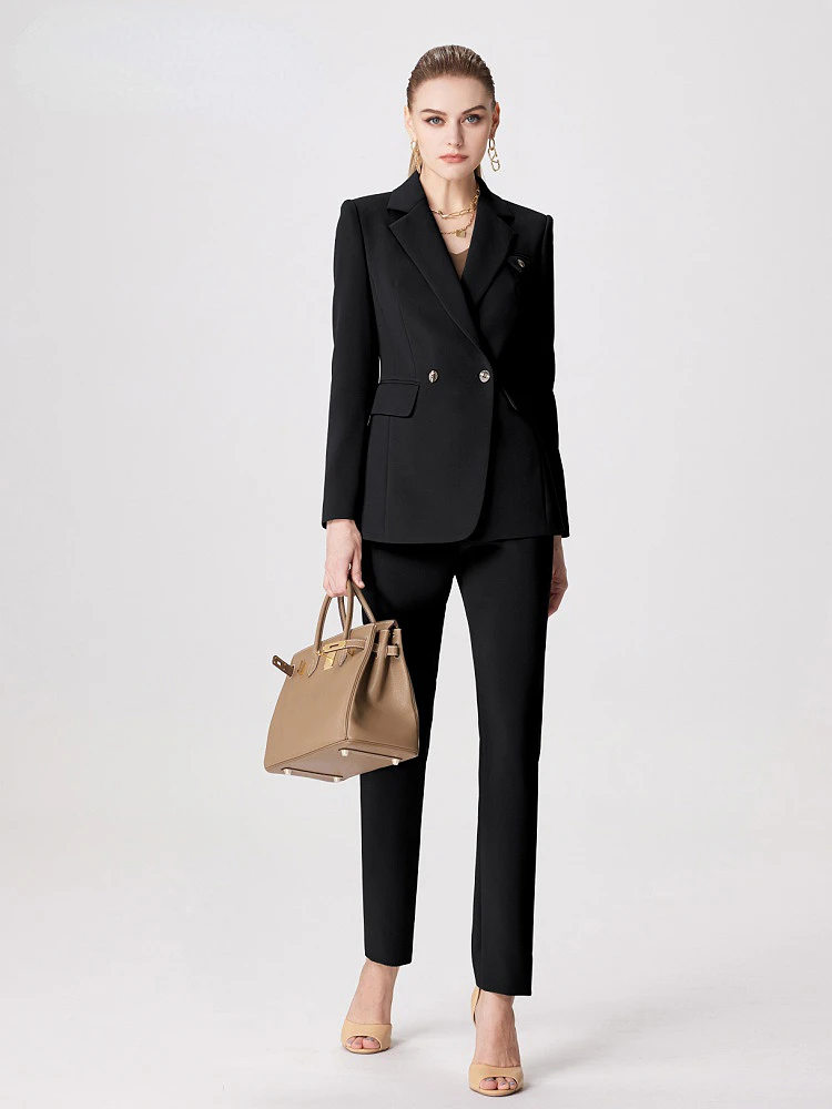 Black Business Two Piece Suit Set Women Female High-end Professional Attire Formal Overalls  Blazer Ensemble Femme 2 Pieces