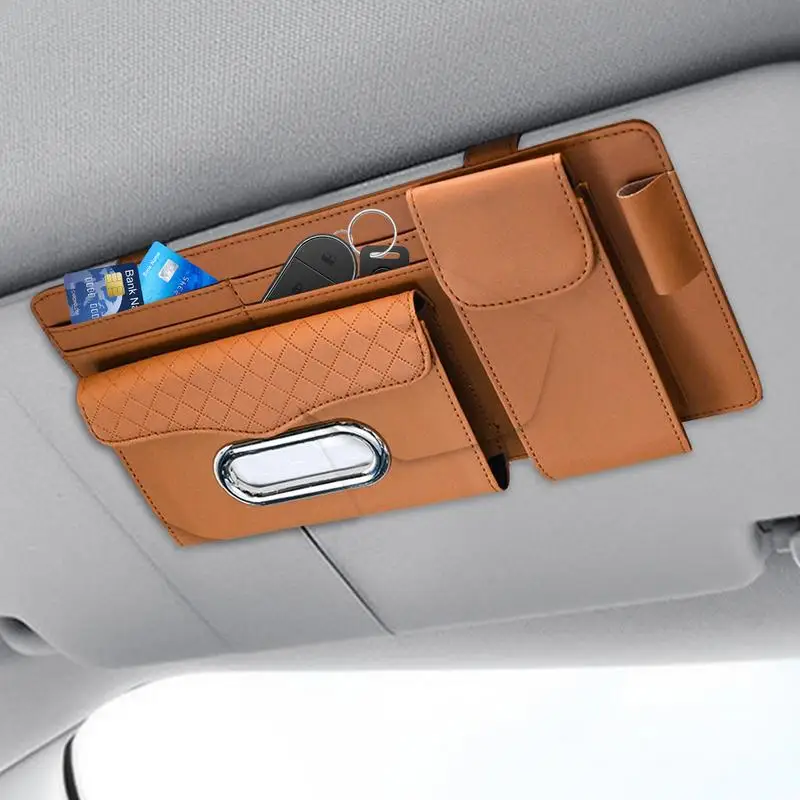 Visor Organizer Auto Sunglasses Holder Car Organizer Sun Visor Pouch Storage Organizer Truck Visor Organizer Card Holder Tissue