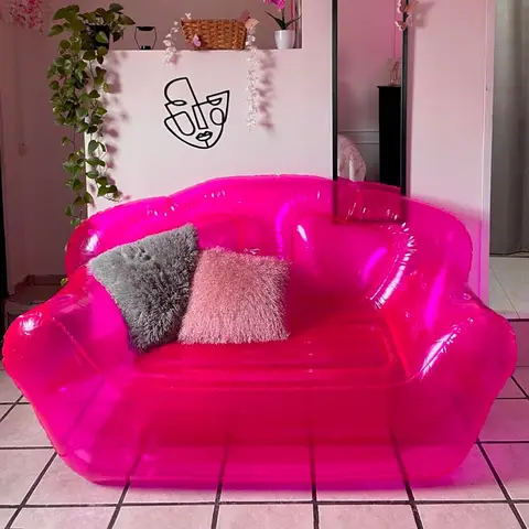 BYMAOCAR Inflatable Sofa Seat, Transparent PVC Inflatable Couch Blow Up Chairs Couches Lounger Sofa Portable Double Person Sofa