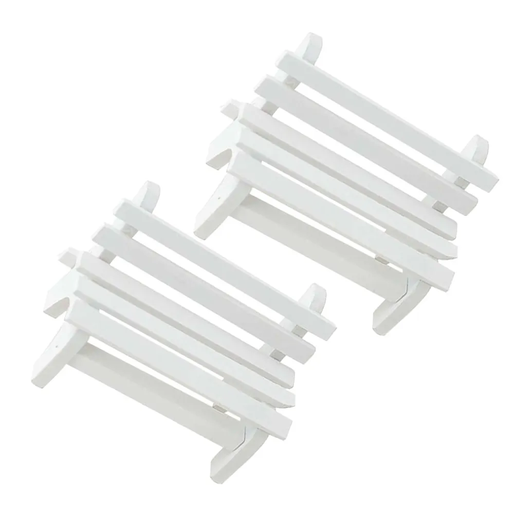 

2Pcs White Wooden Miniature Chair Lightweight Simulation Small Furniture Mini House Chair Educational Pretend Play Home