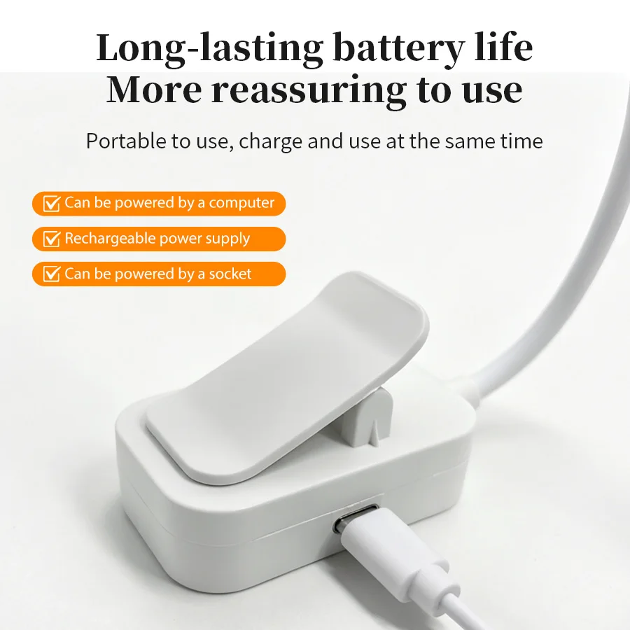Rechargeable Clip-On LED Desk Lamp, 3 Color Mode Dimmable Eye Care Book Light, Portable Reading Light for Bedroom Office Study